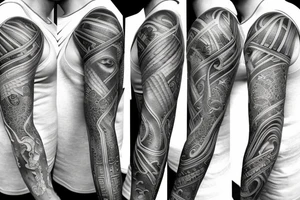 Half sleeve with a design of greek gods 
and jesus tattoo idea