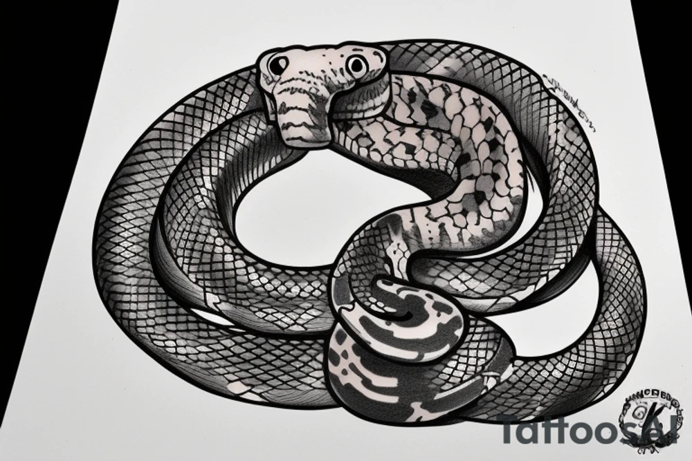 American Traditional style ball python with the name Jayson tattoo idea