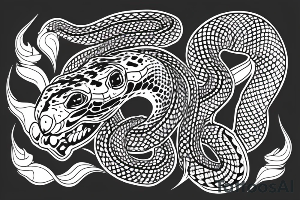 American Traditional style ball python with the name Jayson tattoo idea