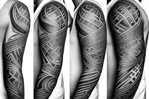 Half sleeve with a design of greek gods 
and jesus tattoo idea