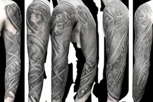 Half sleeve with a design of greek gods 
and jesus tattoo idea