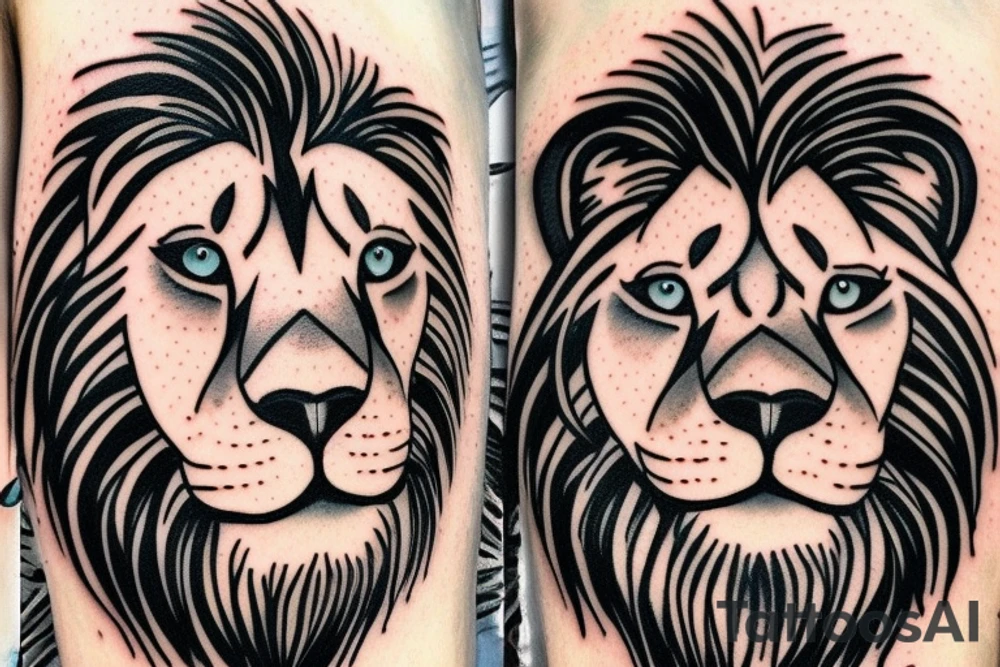 lion with a blue eyes and a number three tattoo idea