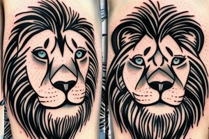 lion with a blue eyes and a number three tattoo idea