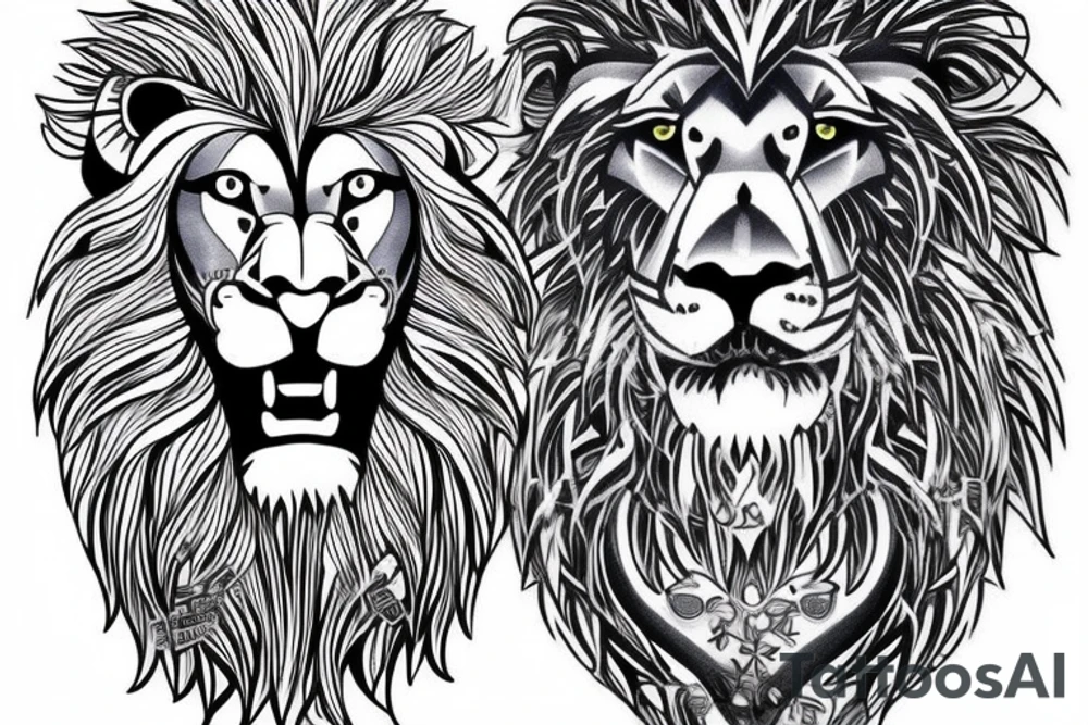 lion with a blue eyes and a number three tattoo idea