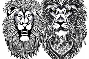 lion with a blue eyes and a number three tattoo idea
