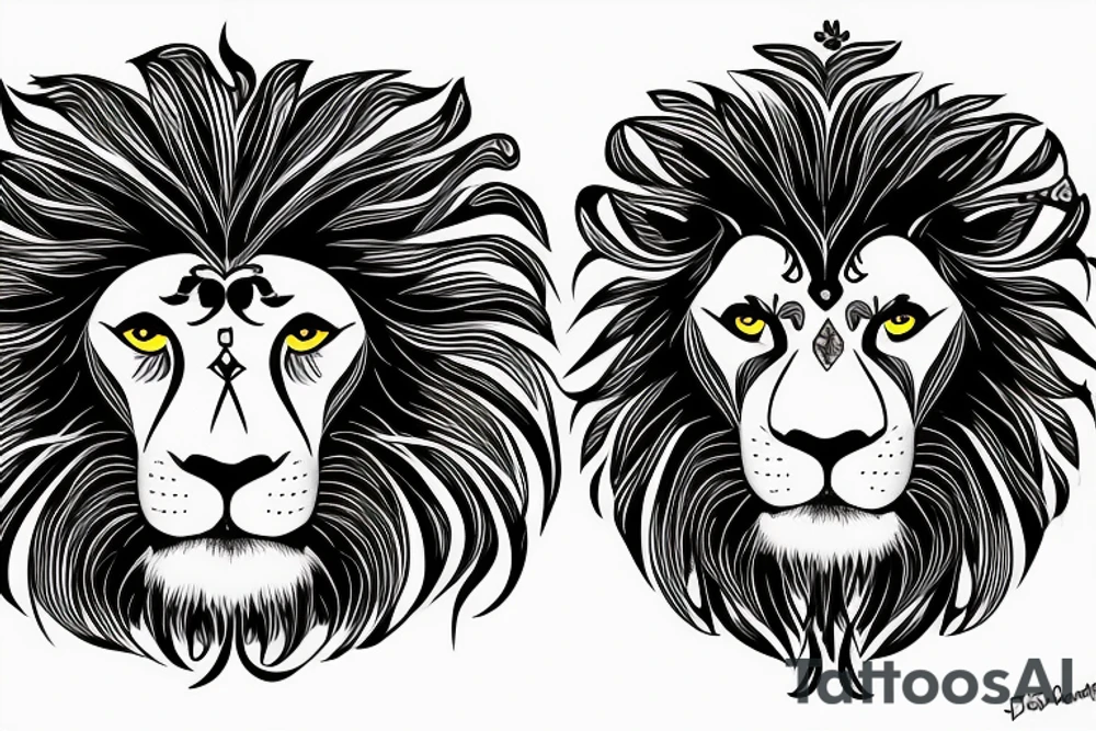 lion with a blue eyes tattoo idea