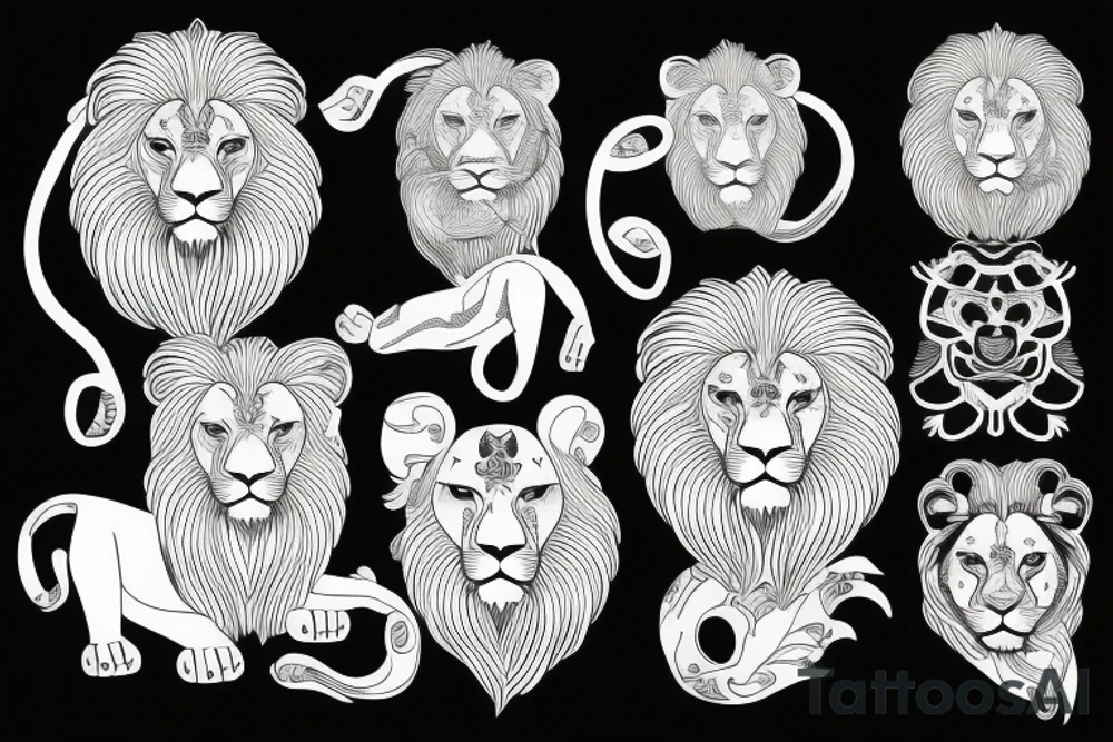 lion with a blue eyes tattoo idea