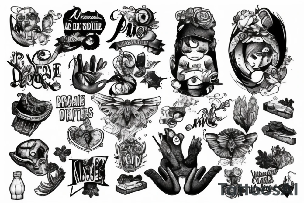 Un enfant qui a des vices des addictions mais qui avance tattoo idea