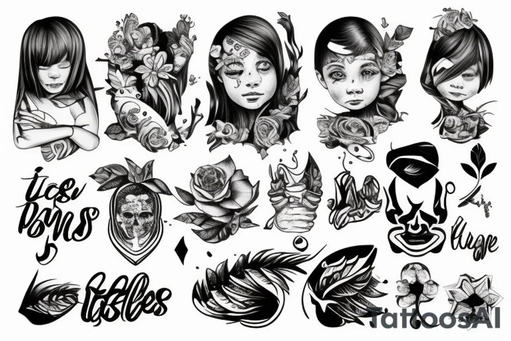 Un enfant qui fume ses pensées négative tattoo idea