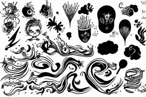 Un enfant qui fume ses pensées négative tattoo idea