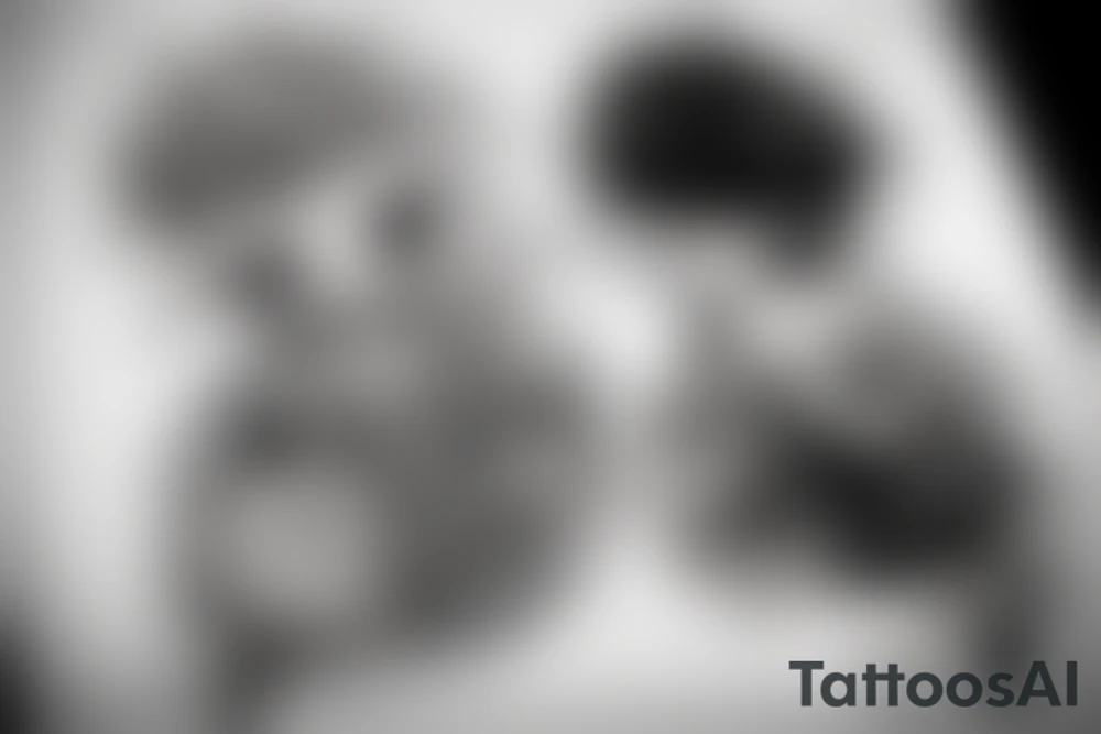 Un enfant avec un nuage noir au dessus de La tête qui regarde le soleil tattoo idea