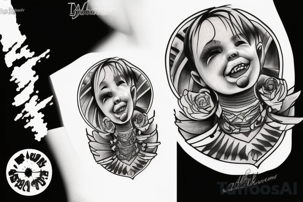 Un enfant avec un nuage noir au dessus de La tête qui regarde le soleil tattoo idea