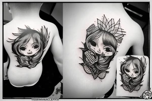 Un enfant avec un nuage noir au dessus de La tête qui regarde le soleil tattoo idea