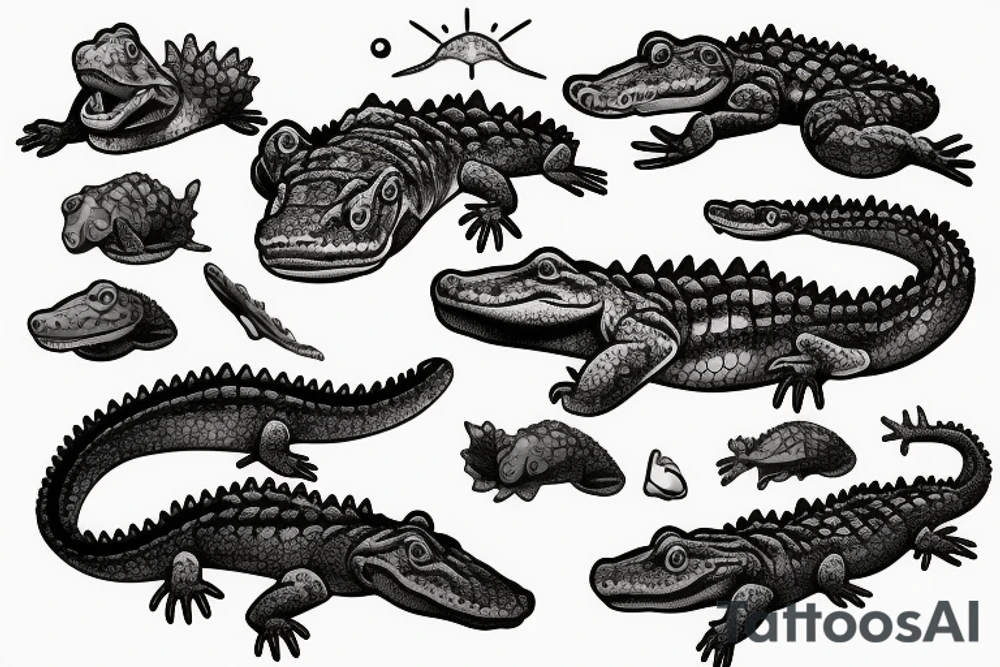 Hyper realistic alligator swimming tattoo idea