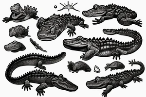 Hyper realistic alligator swimming tattoo idea