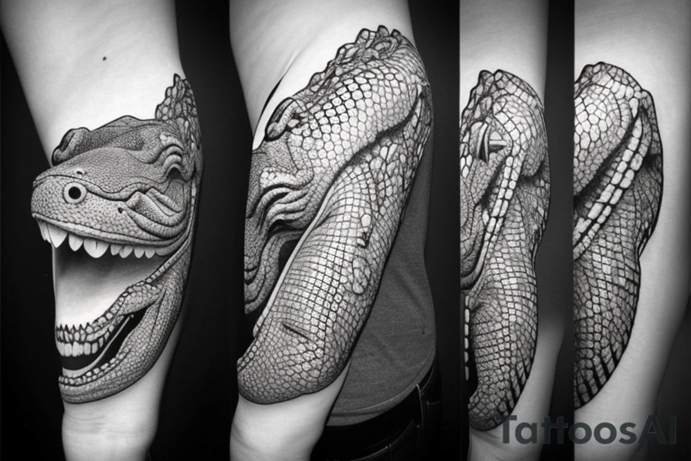Hyper realistic alligator swimming tattoo idea