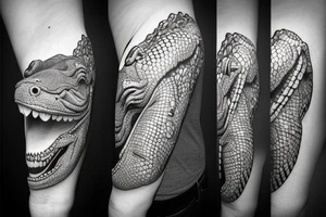 Hyper realistic alligator swimming tattoo idea