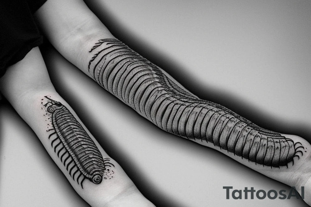 Hyper realistic centipede crawling up arm tattoo idea