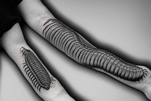 Hyper realistic centipede crawling up arm tattoo idea
