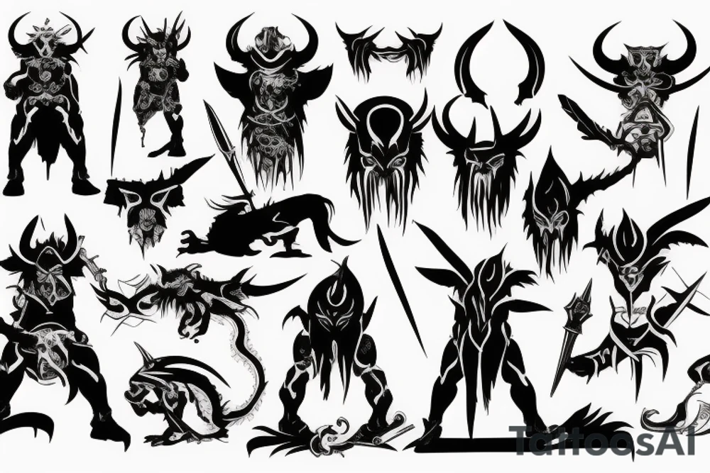 demon warrior tattoo idea