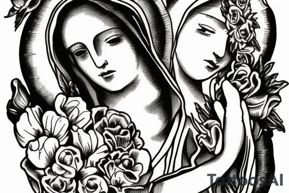 Virgin Mary  prayng tattoo idea
