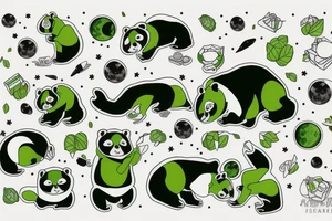 A green panda eating the moon tattoo idea