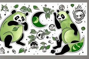 A green panda eating the moon tattoo idea