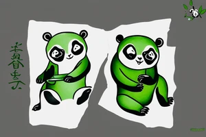 A green panda eating the moon tattoo idea
