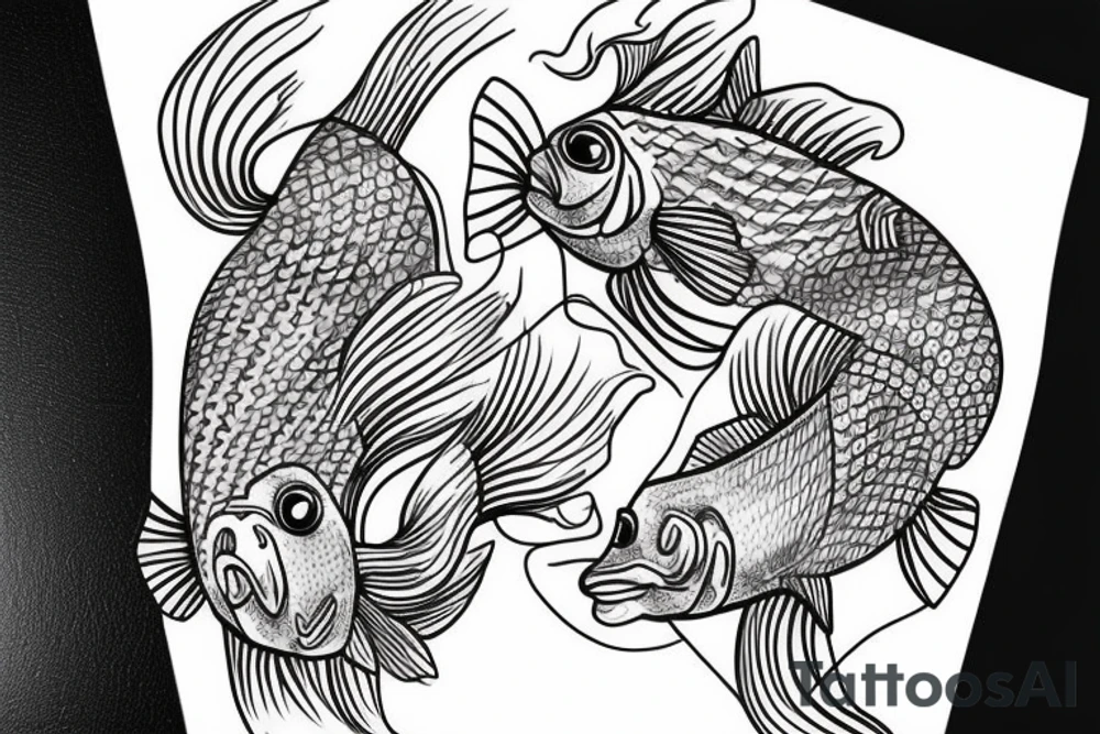 A sleeve with 2 fishes swimming up to the river tattoo idea
