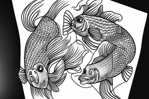 A sleeve with 2 fishes swimming up to the river tattoo idea