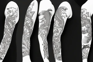 A sleeve with 2 fishes swimming up to the river tattoo idea