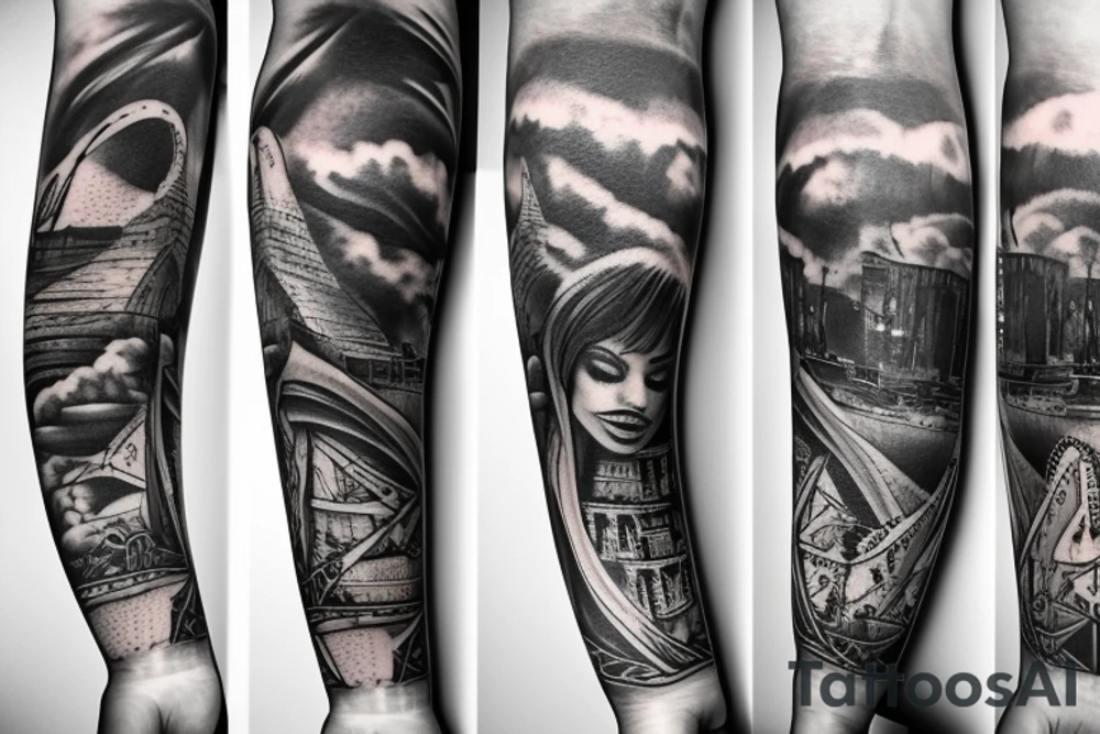 Cinematography inspired arm sleeve tattoo idea