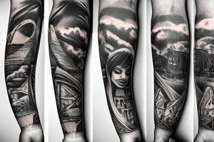 Cinematography inspired arm sleeve tattoo idea