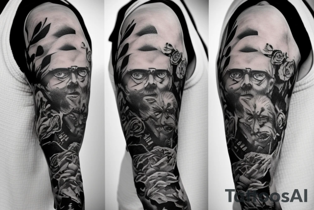 Cinematography inspired arm sleeve tattoo idea