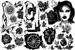Cinematography inspired arm sleeve tattoo idea