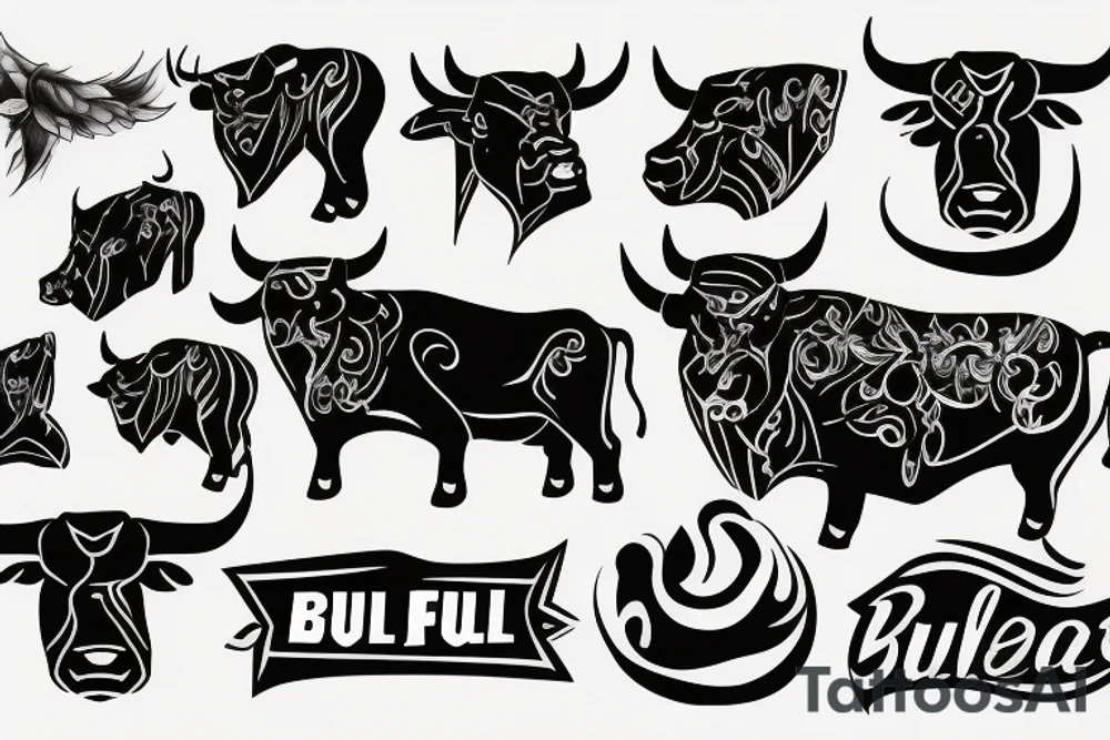 Bull on fire tattoo idea