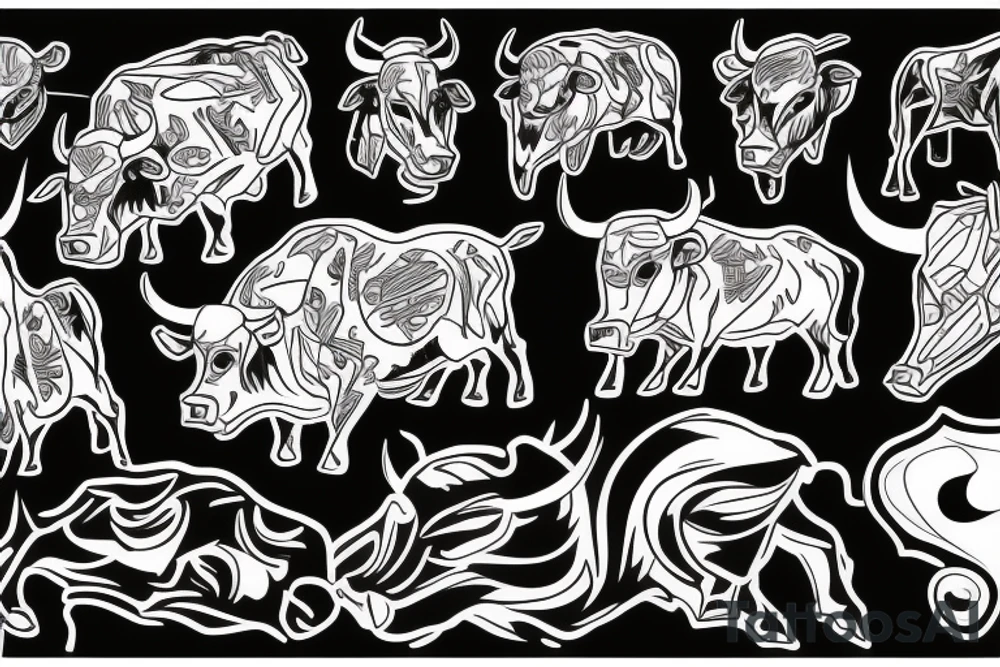 Bull on fire tattoo idea
