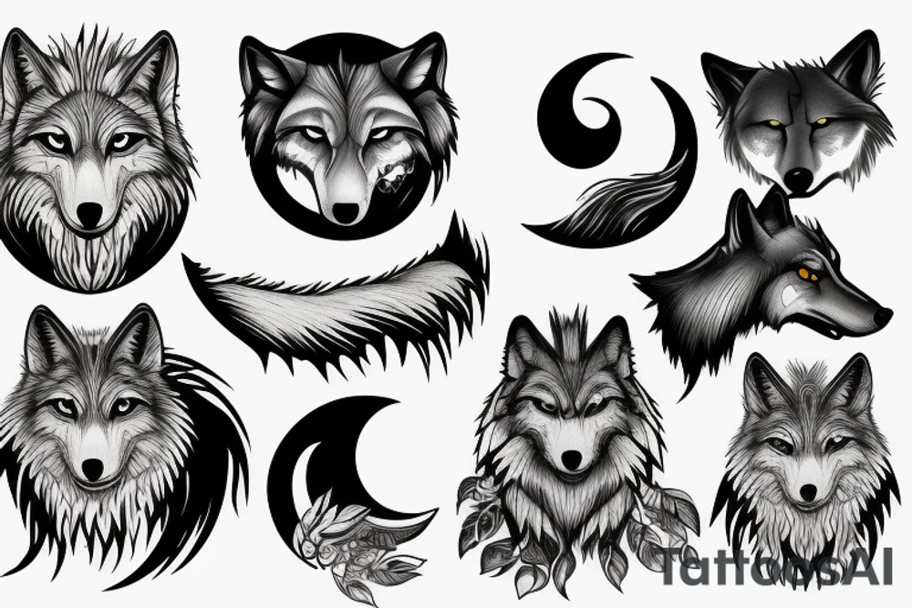 Wolf and moon tattoo idea