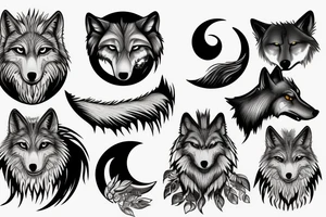 Wolf and moon tattoo idea