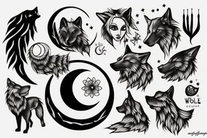 Wolf and moon tattoo idea