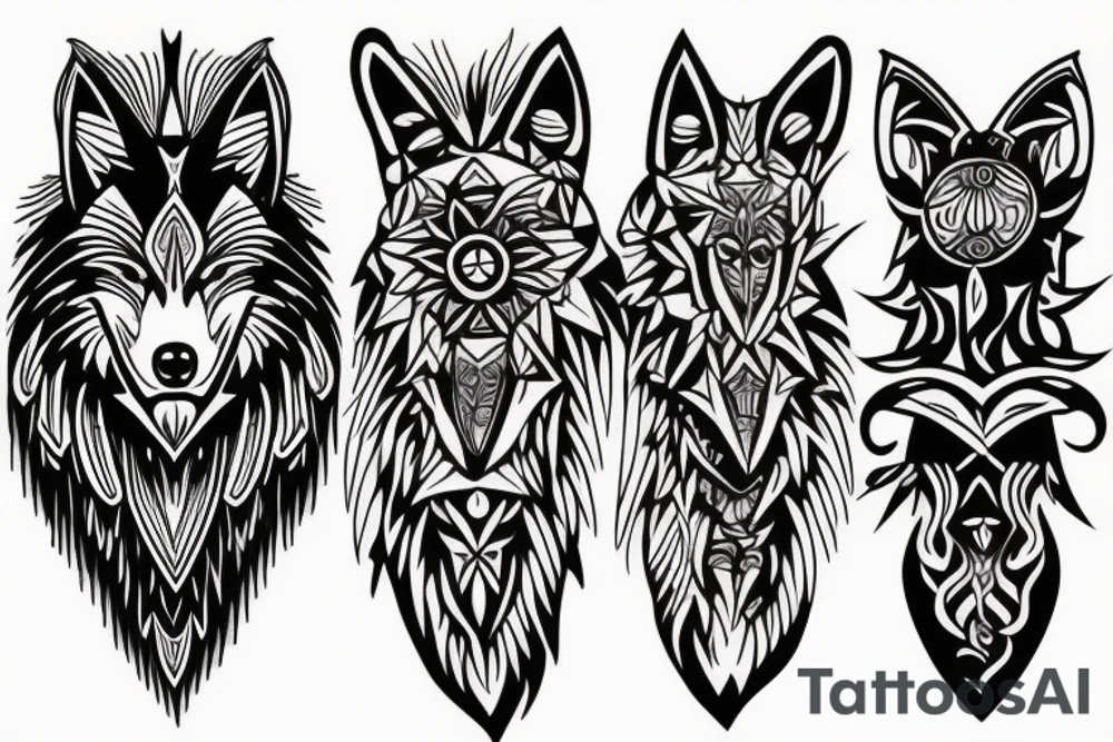 Wolf and moon tattoo idea