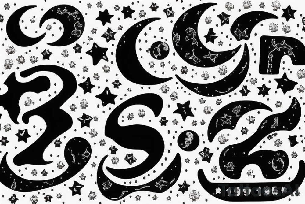 moon with 1996 number tattoo idea