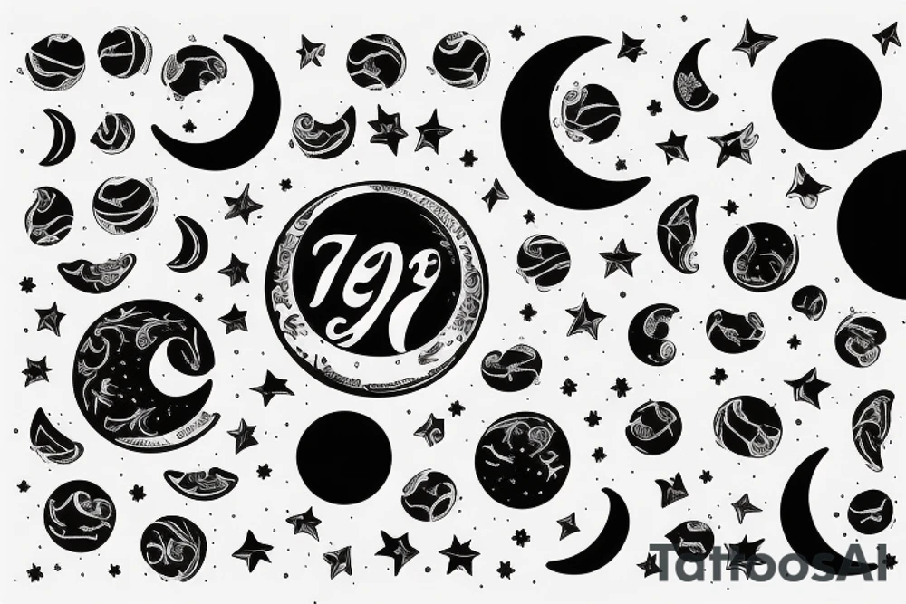 moon with 1996 number tattoo idea