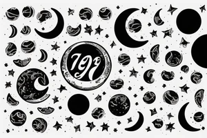 moon with 1996 number tattoo idea