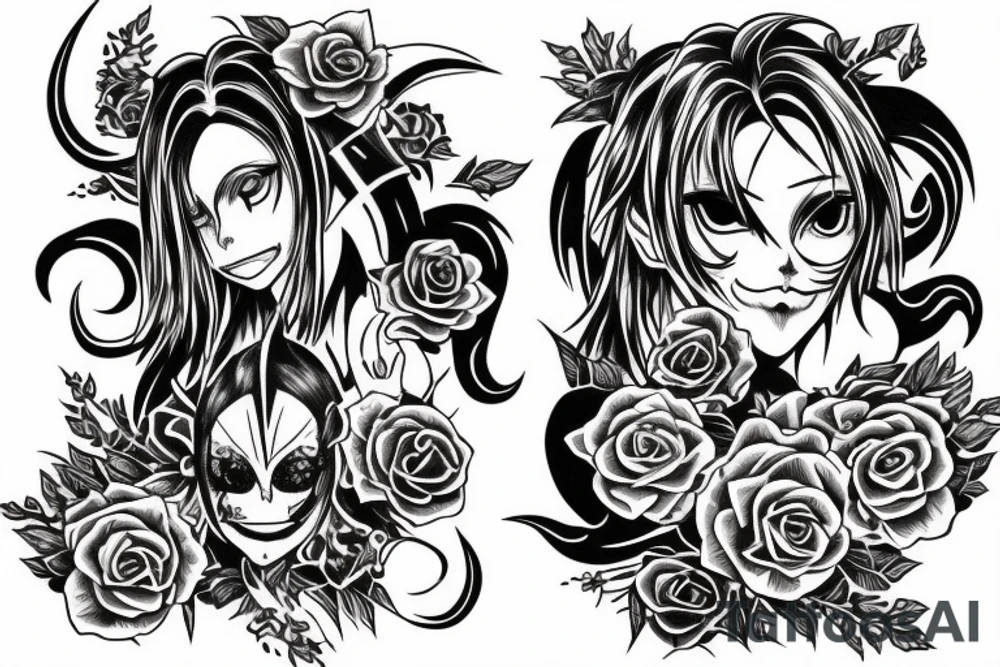 moon with neliel from bleach tattoo idea