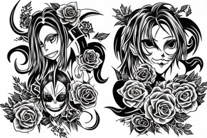 moon with neliel from bleach tattoo idea