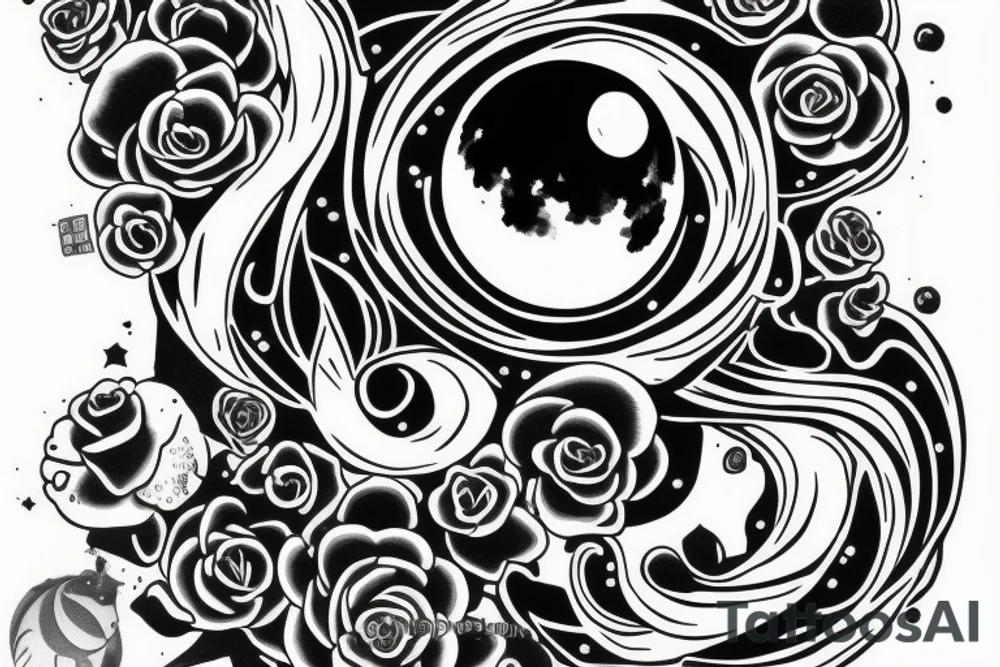 moon with neliel from bleach tattoo idea