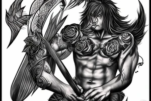 A sad boy transforms into a prideful warrior that represents power, ambition and persistence. tattoo idea