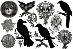 raven on tree tattoo idea