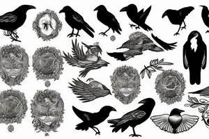raven on tree tattoo idea